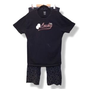 La Vie EN ROSE 2Pc Pajama Set Mr Lucky Dice Casino Gambling PJs Top Pants